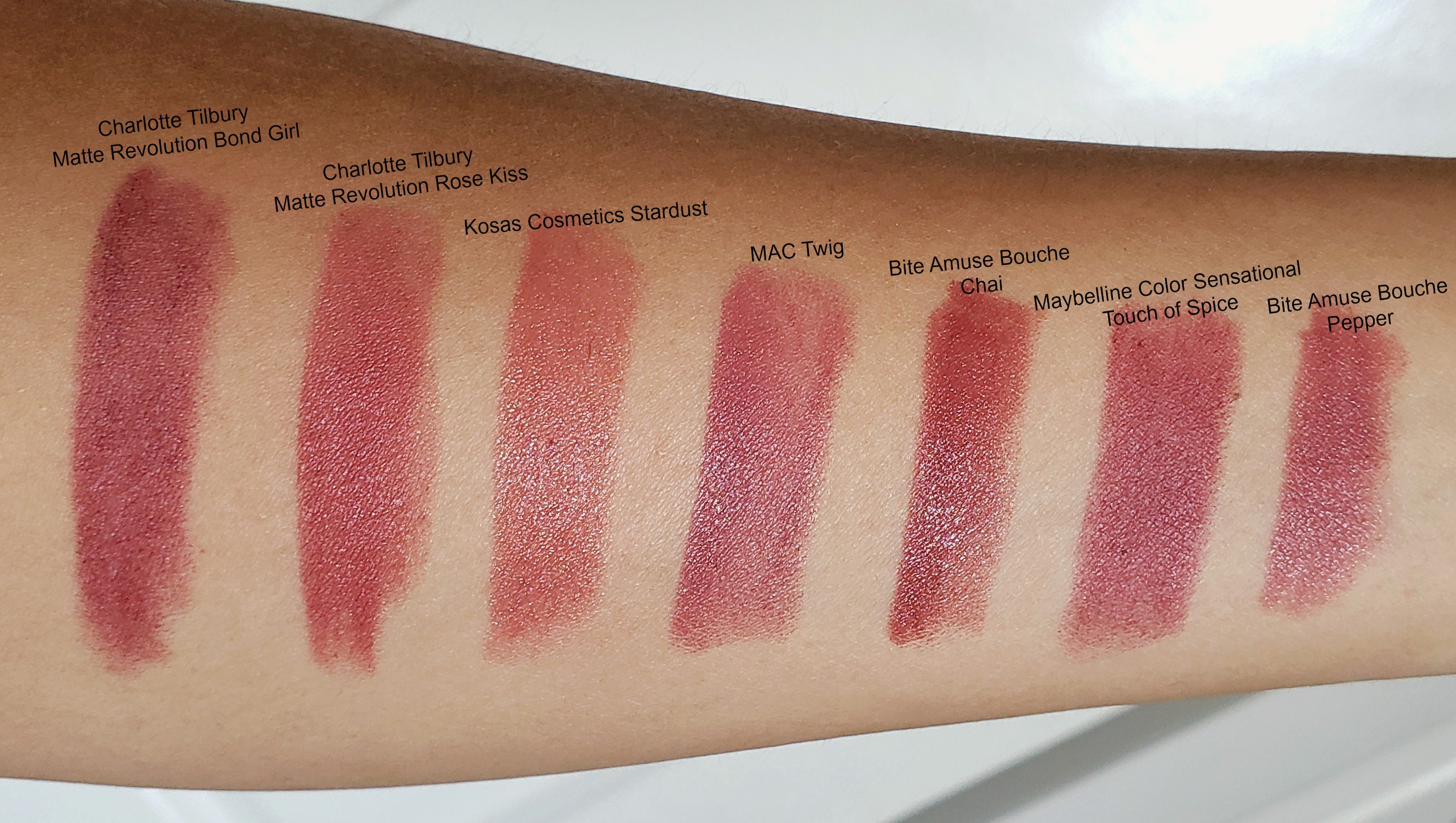Charlotte Tilbury Rose Kiss Comparison swatches