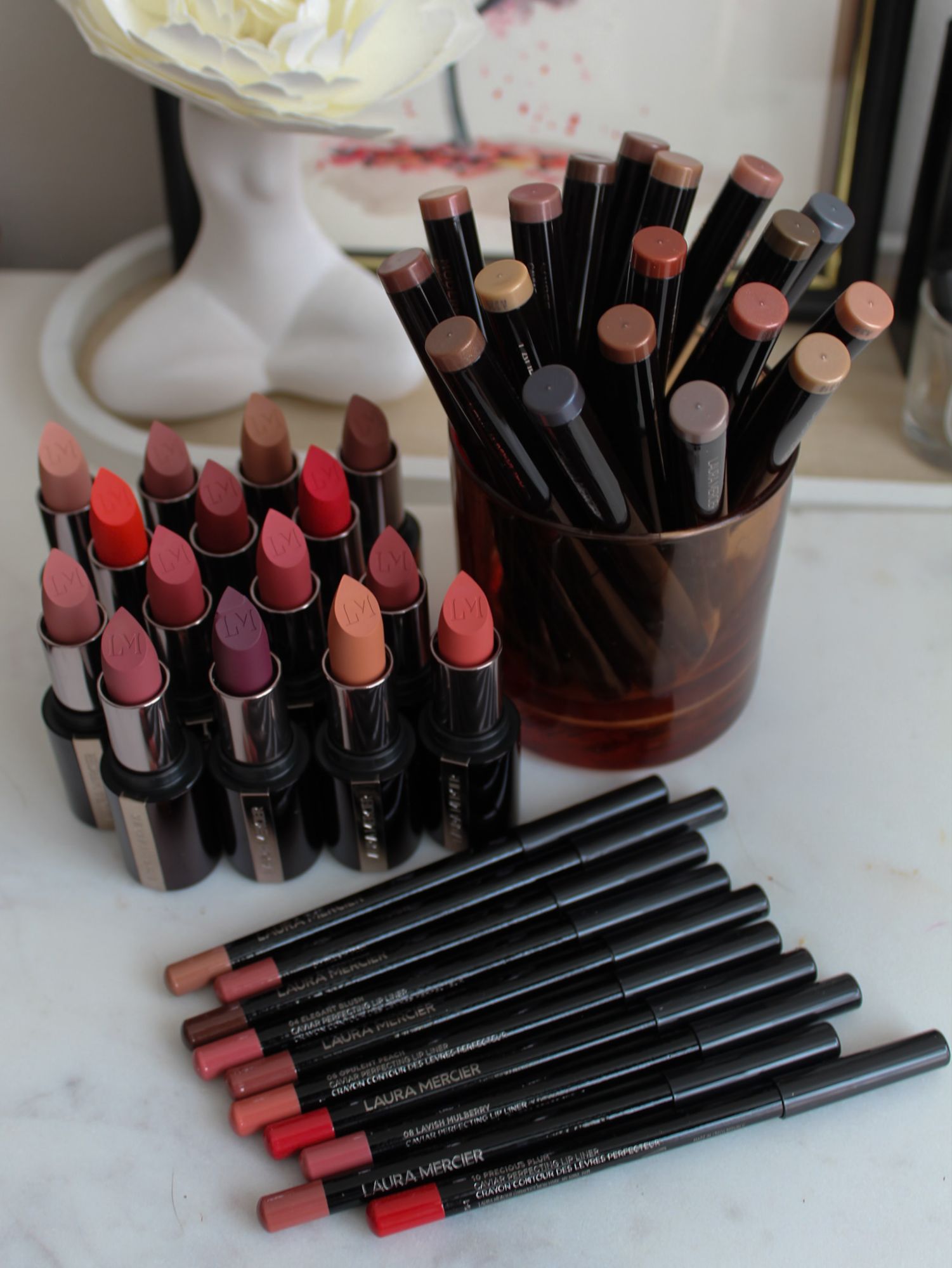 Laura Mercier New Caviar Lip Liners, Lipsticks, and Eyeshadows